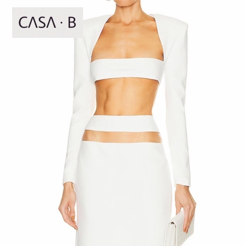 5⭐️ CASA B | Blair White Bandage Long Sleeve Cropped Cut Out Skirt Dress Set